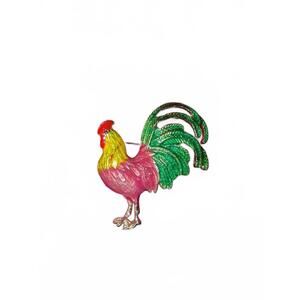 Vintage Rooster Enamel Pin Brooch
